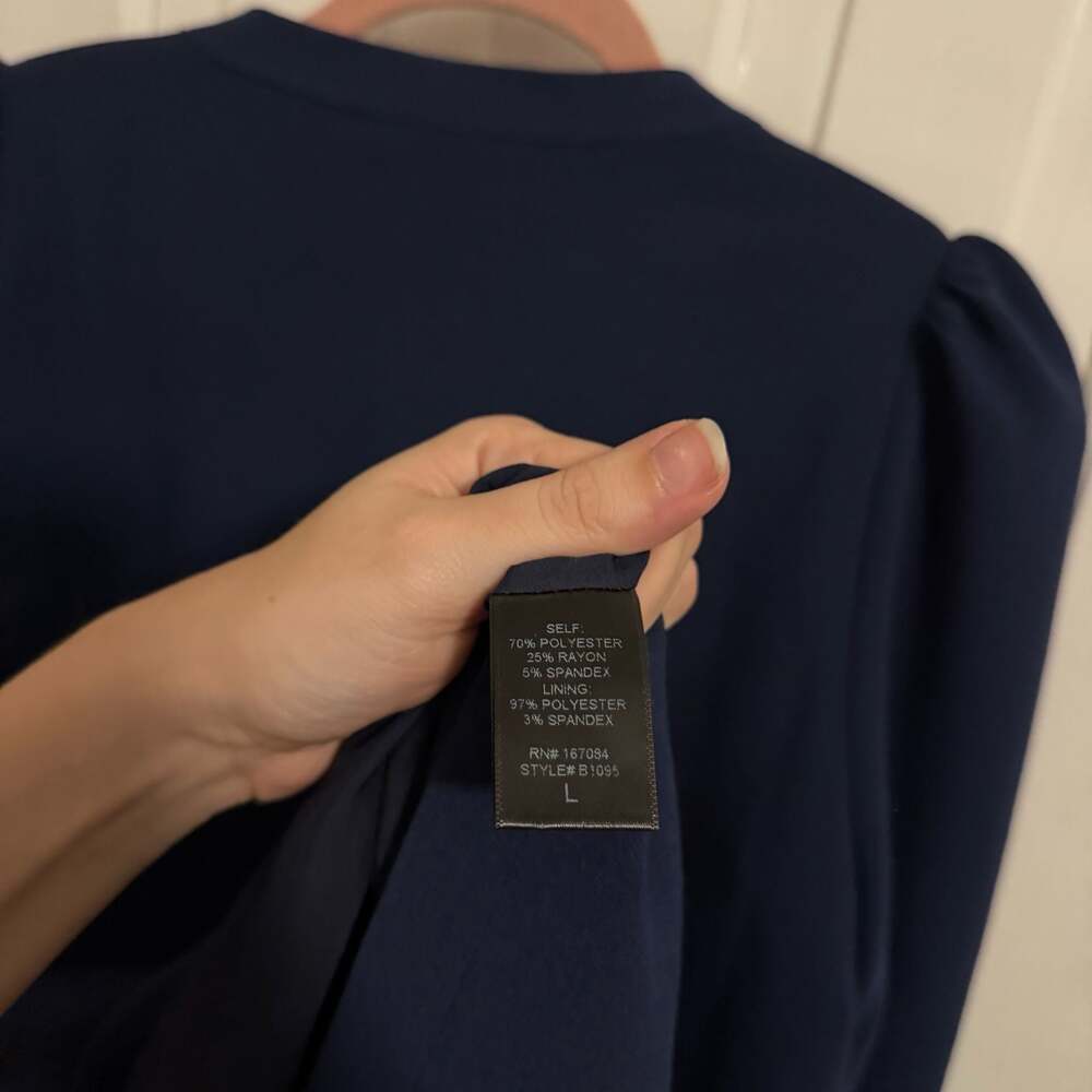 Pomander Place Navy Blue Crepe Samantha Dress Large Tuckernuck - Picture 6 of 8